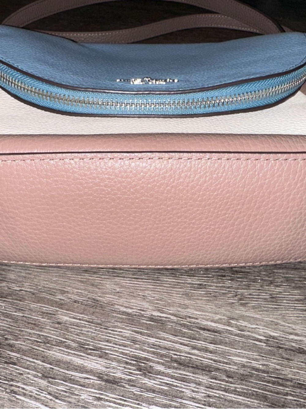 kate spade Pebbled Tricolor Saddle Crossbody — Brown, Cream & Light Blue - Picture 11 of 12